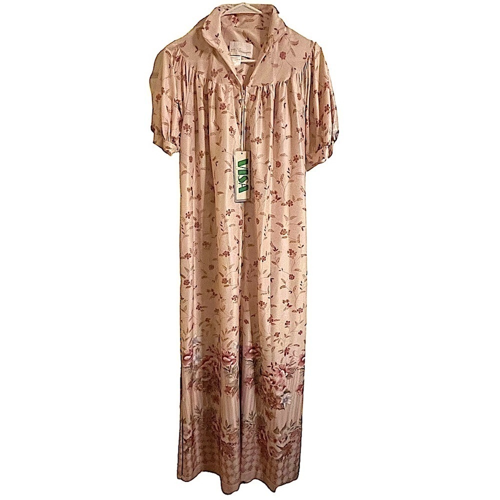 Nwt Deadstock Vintage 80's Visa Milliken Zip Front Robe Size Small